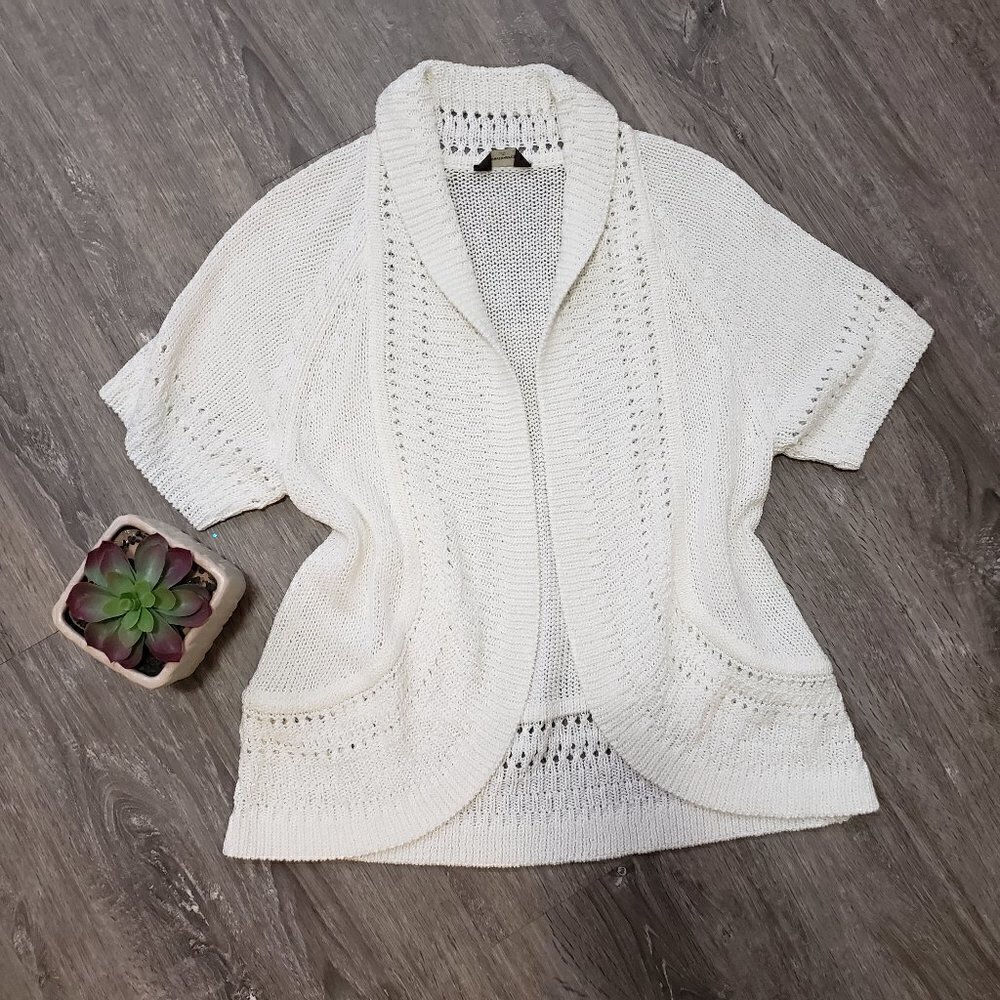 Denver Hayes * Cream Short Sleeve Cardigan * Sz Lg